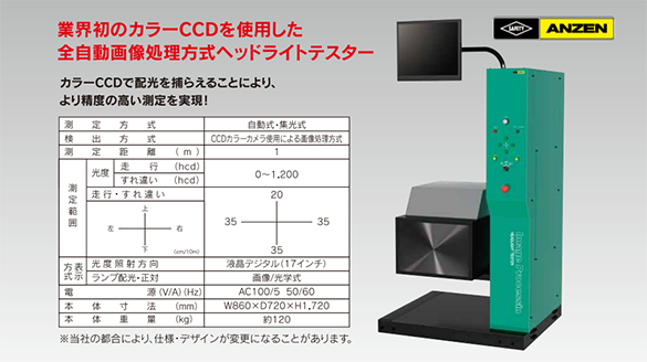 全自動画像処理方式ヘッドライトテスター